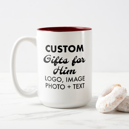 Cadeaux personnalisés pour lui Maroon Mug à deux t (Avec donut)