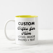 Cadeaux personnalisés pour lui Mug Jaune à deux to (Gauche)