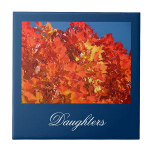 Cadeaux pour filles Carreaux Art Orange Feuilles d