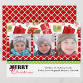 Cadeaux rouges et verts 3 photos - Carte de Noël 6 (Devant / Derrière)