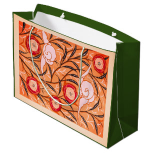 CADEAUZAK CHINEES BLOEMPATROON IN SINAASAPPEL GROOT CADEAUZAKJE