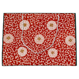 CADEAUZAK CHINESE BLOEMENPRINT IN ROOD EN WIT GROOT CADEAUZAKJE