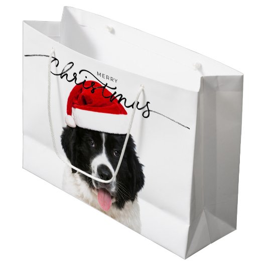 CADEAUZAK ST BERNARD PUPPY MET KERSTMUTS GROOT CADEAUZAKJE (Voorkant Gekanteld)