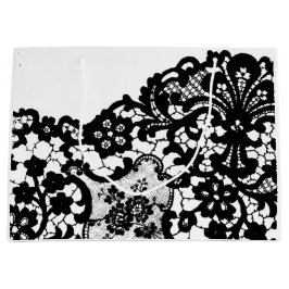 CADEAUZAK ZWART-WIT KANT GROOT CADEAUZAKJE