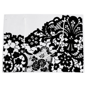 CADEAUZAK ZWART-WIT KANT GROOT CADEAUZAKJE