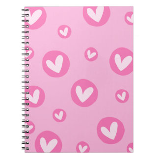 Caderno de Espiral com Padrão de Corações Rosa Notitieboek
