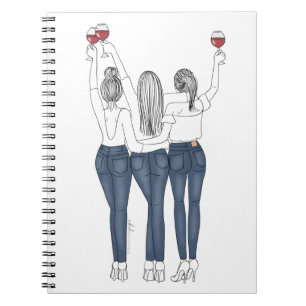 Caderno Desenho Amigas com Vinho Notitieboek