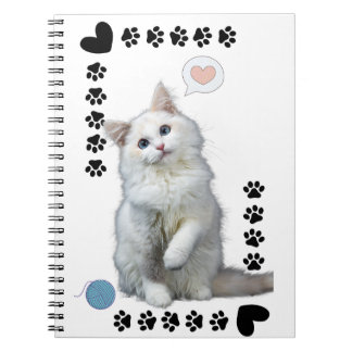 Caderno Espial com Foto Gatinho Branco Notitieboek