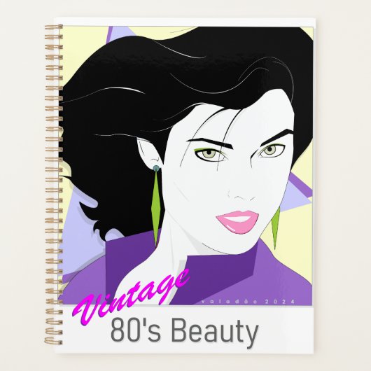 Caderno Espiral - com rosto de mulher 80s Style Planner (Voorkant)
