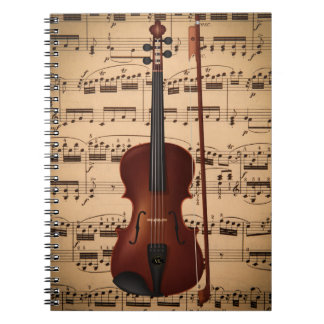 Caderno espiral musical com arte digital violino notitieboek