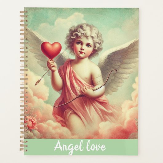 caderno personalizado anjo cupido com coração  planner (Voorkant)