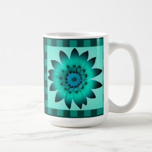 Cadet Blue Daisy Flower, Pattern Stripes - Mok