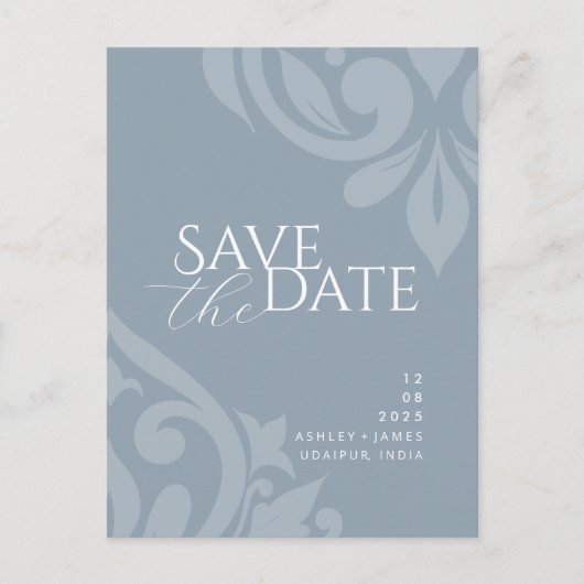 Cadet Grey Classic Script Wedding Sla de datum op Aankondigingskaart (Voorkant)