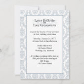 Cadet Grey Damask Thème Mariage Invitation personn (Devant)