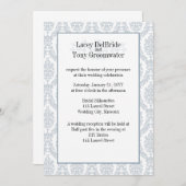 Cadet Grey Damask Thème Mariage Invitation personn (Devant / Derrière)