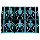 Cadeustas met elektrisch blauw skelet groot cadeauzakje (Voorkant)