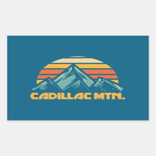 Cadillac Mountain Retro Turquoise Rechthoekige Sticker