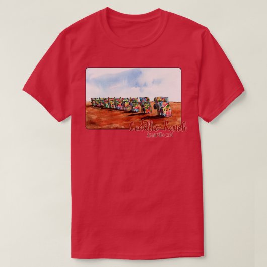 Cadillac Ranch Amarillo Texas T-shirt (Design voorkant)