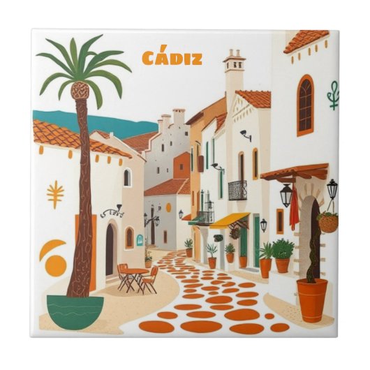 Cádiz Andalusia Spain Ceramic Tile Tegeltje (Voorkant)