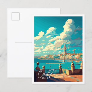 Cadiz Spanje vintage reisillustratie Briefkaart