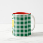 Cadmium Green Gingham Lieveheersbeestje Tweekleurige Koffiemok (Voorkant rechts)