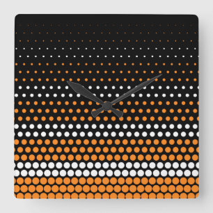 Cadmium Oranje en White Polka Dot Vierkante Klok