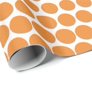 Cadmium Oranje Polka Dot Modern White Cadeaupapier