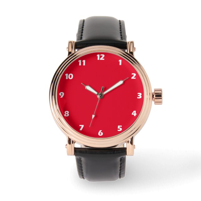 Cadmium Red Solid Color Horloge (Voorkant)