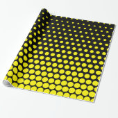 Cadmium Yellow Polka Dot Modern Black Cadeaupapier (Uitgerold)