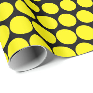 Cadmium Yellow Polka Dot Modern Black Cadeaupapier