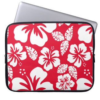 Cadmiumrood Tropische Hibiscusbloemen Laptop Sleeve