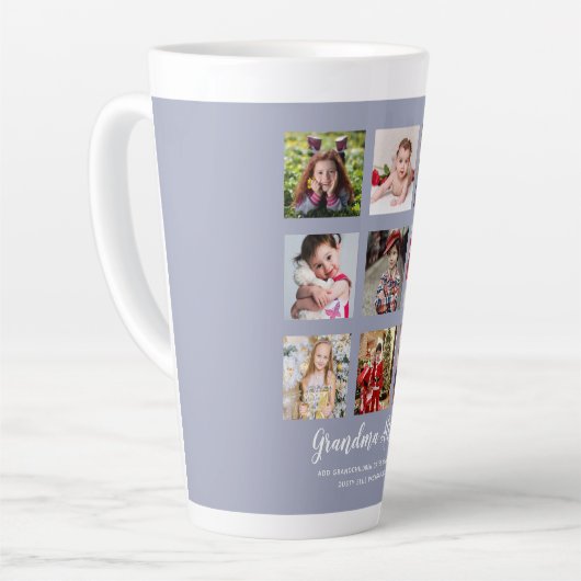 CADOFO'S OMA EN OPA FOTOCOLLAGE GIFTS - Stofblauw Latte Mok (Linkerhoek)