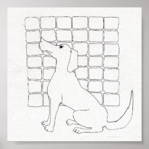 Cador Dog met Squares Original Drawing Poster