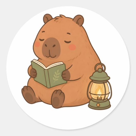 Cadou autocollant capybara de lecture confortable  (Devant)