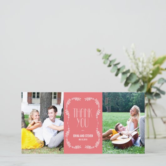 Cadrage Feuille Mariage Merci Cartes Saumon (Debout devant)