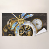 Cadran Steampunk avec libellule (Serviette de bain)