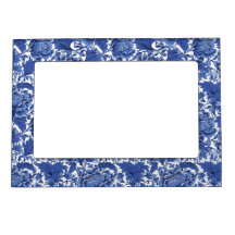 Elégant bleu et blanc Vintage Floral Chintz