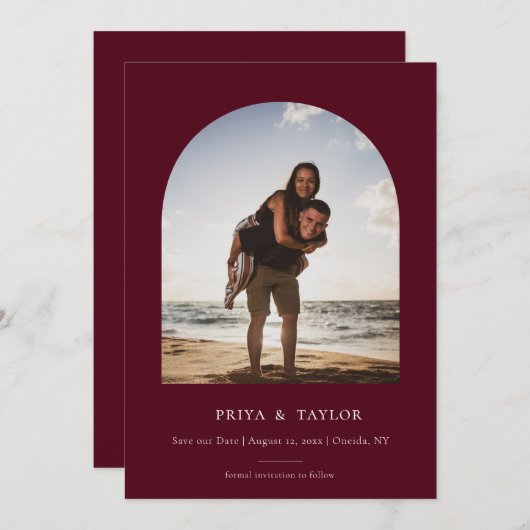 Cadre Arc Moderne Plat Enregistrer Le Carte photo  (Devant / Derrière)