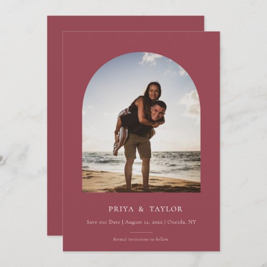 Cadre Arc Moderne Plat Enregistrer Le Carte photo  (Devant / Derrière)