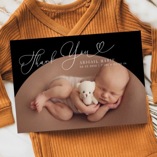 Cadre Arc Noir Merci Votre Faire-part de naissance