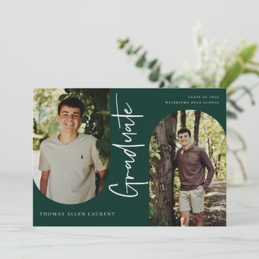 Cadre Arché Diplômé Scripté 4 Photo Invitation (Debout devant)