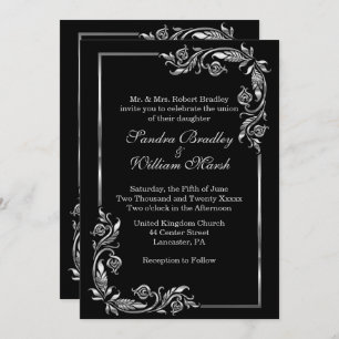 Cadre Argent Superbe Invitation noire