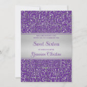 Cadre argenté baroque Quinceanera Invitation (Devant)