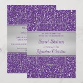 Cadre argenté baroque Quinceanera Invitation (Devant / Derrière)