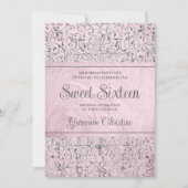 Cadre argenté baroque Quinceanera Invitation (Devant)