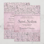 Cadre argenté baroque Quinceanera Invitation (Devant / Derrière)