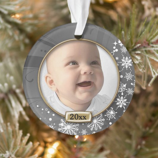 Cadre argenté pour le 1er Noël de bébé (Arbre)