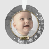 Cadre argenté pour le 1er Noël de bébé (devant)