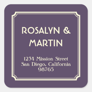 Cadre Art Déco encoché étiquette de adresse violet