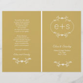 Cadre blanc, initiales plié programme de mariage d (Devant)